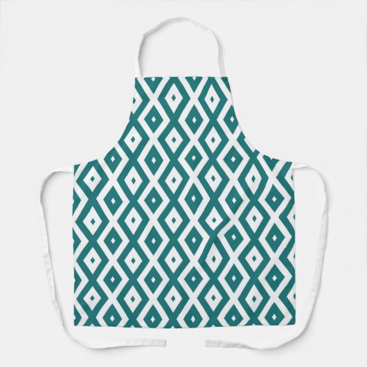 Teal and white diamond pattern エプロン (正面)