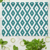 Teal and white diamond pattern キッチンタオル (折り畳み)