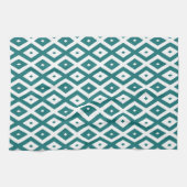 Teal and white diamond pattern キッチンタオル (横)