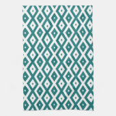Teal and white diamond pattern キッチンタオル (縦)