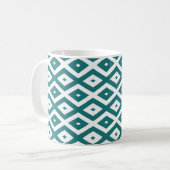 Teal and white diamond pattern コーヒーマグカップ (正面左)