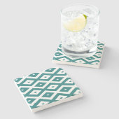Teal and white diamond pattern ストーンコースター (横)