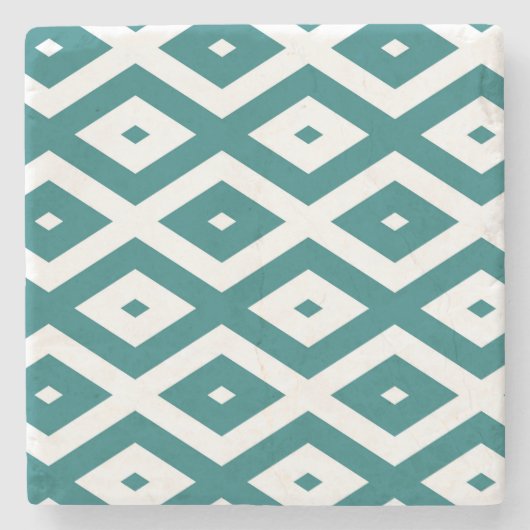 Teal and white diamond pattern ストーンコースター (正面)