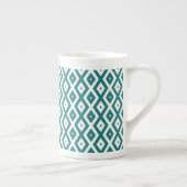 Teal and white diamond pattern ボーンチャイナマグカップ (右)