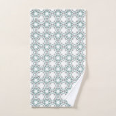 Teal and white geometric patterned  バスタオルセット (ハンドタオル)