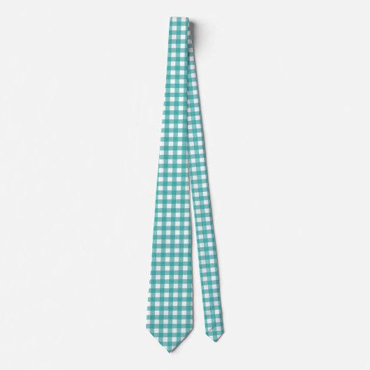 Teal and White Gingham Pattern Inspiration ネクタイ (正面)