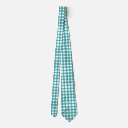 Teal and White Gingham Pattern Inspiration ネクタイ (裏面)
