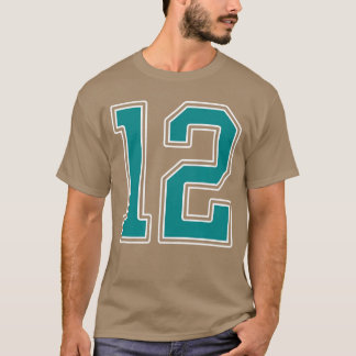 Teal and White Number 12 Jersey Player Uniform 12  Tシャツ