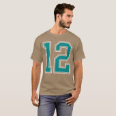 Teal and White Number 12 Jersey Player Uniform 12 Tシャツ (正面フル)