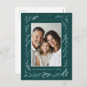 Teal and White Peace on Earth and Good will to All シーズンポストカード (正面/裏面)