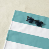  Teal And White Striped Name Cabana Stripe  ビーチタオル (インサイチュ)