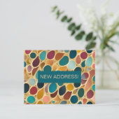Teal and Wine Colordrops Change of Address ポストカード (スタンド正面)
