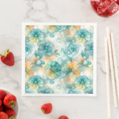 Teal and Yellow Flowers Alcohol Ink Illustration (インサイチュ)
