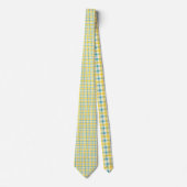 Teal and Yellow Plaid Pattern Necktie Tie ネクタイ (正面)