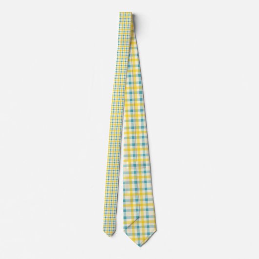 Teal and Yellow Plaid Pattern Necktie Tie ネクタイ (裏面)