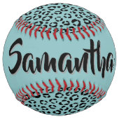 Teal Animal Print (personalize) ソフトボール (裏面)