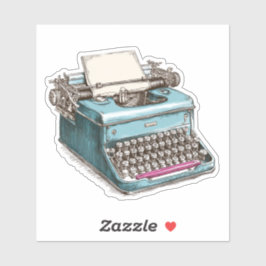 Teal Antique Typewriter – Vintage Desk Charm シール