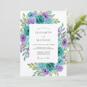 Teal Aqua Vibrant Botanical Wedding 招待状 (スタンド正面)