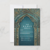 Teal Archway Islamic Wedding 出欠カード (正面)