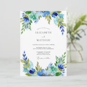 Teal Azure Harmonious Botanical Wedding 招待状 (スタンド正面)