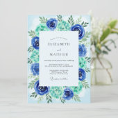 Teal Azure Painterly Coastal Wedding 招待状 (スタンド正面)