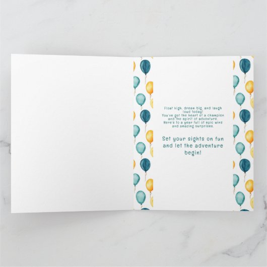 Teal Balloons Pattern Photo カード (内部)