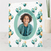 Teal Balloons Pattern Photo カード (正面)