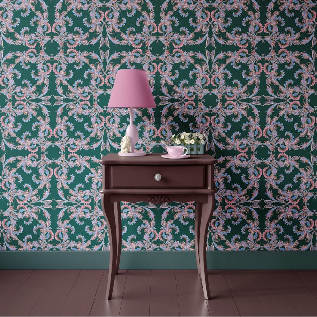 Teal Baroque Ornamental Design 壁紙 (クリエイターアップロード済み)