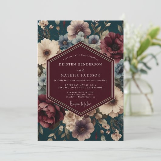 Teal Baroque Wedding 招待状 (スタンド正面)