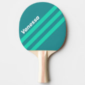 Teal Beach Breeze Angled Striping with Name 卓球ラケット (正面)