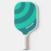Teal Beach Breeze Circle Stripe with Name ピックルボールラケット (裏面)