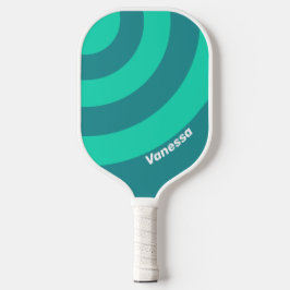 Teal Beach Breeze Circle Stripe with Name ピックルボールラケット