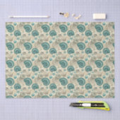 Teal & Beige Beach Shells Pattern Decoupage 薄葉紙 (クラフト)