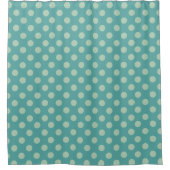 Teal Big Polka Dot Pattern シャワーカーテン (正面)