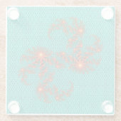 Teal Black Abstract Mandala Pattern ガラスコースター (裏面)