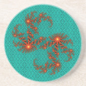 Teal Black Abstract Mandala Pattern コースター (正面)