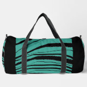 Teal + Black Animal Stripe Athletic Gym Travel  ダッフルバッグ (正面)