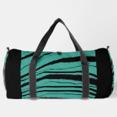 Teal + Black Animal Stripe Athletic Gym Travel  ダッフルバッグ (裏面)