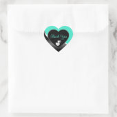 Teal Black Cute Hearts and Wavy Silver Thank You ハートシール (バッグ)
