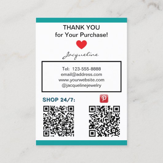 Teal Black Earrings Edit Social Media QR Codes 名刺 (裏面)