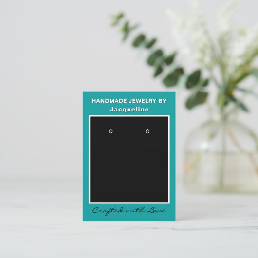 Teal Black Earrings Edit Social Media QR Codes 名刺 (スタンド正面)