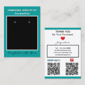 Teal Black Earrings Edit Social Media QR Codes 名刺 (正面/裏面)