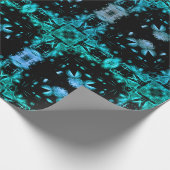Teal & Black Electric Fractal Kaleidoscope Pattern ラッピングペーパー (角)