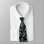 Teal Black Eucalyptus Greenery Pattern ネクタイ<br><div class="desc">Here's a wonderful tie for any occasion and a great gift for that special man in your life. This design features a eucalyptus greenery foliage pattern in a variety of greens, including sage green, on a strong black background. This will make a great Christmas, birthday, or Father's Day gift and...</div>