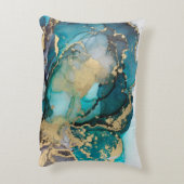 Teal Black Gold Alcohol Ink Fluid Artabstract,art, アクセントクッション (裏面(縦))