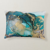 Teal Black Gold Alcohol Ink Fluid Artabstract,art, アクセントクッション (裏面)