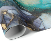 Teal Black Gold Alcohol Ink Fluid Artabstract,art, ラッピングペーパー (ロールコーナー)