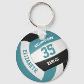 teal black personalized team name volleyball キーホルダー (正面)