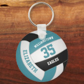 teal black personalized team name volleyball キーホルダー (正面)