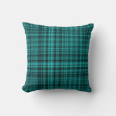 Teal Black Plaid Pattern クッション (正面)